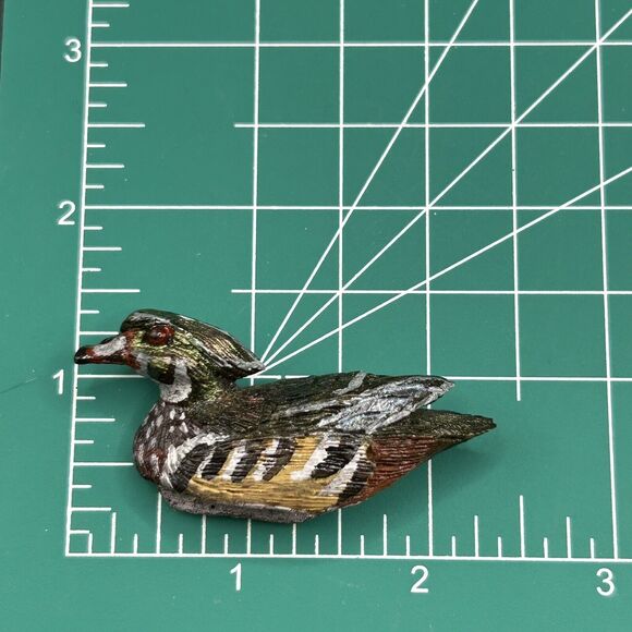Vintage Artisan Hand Carved Painted Wooden Mini Duck Decoy Bird Pin Brooch 2 1/4 - Picture 5 of 6